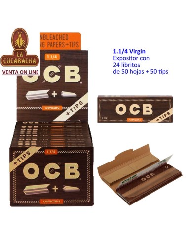 ocb VIRGIN-2 Cajas 24 libros 50 hojas papel liar 78mm. mas 50 tips.