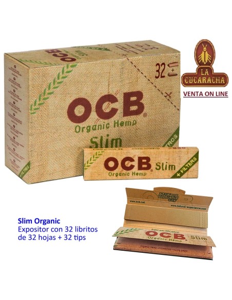 2 Cajas 32 libros 32 hojas papel liar OCB ORGANIC 110mm. mas 32 tips.