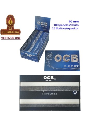 2 Cajas 25 libros 100 hojas papel liar OCB XPERT BLUE 70mm. doble ventana.