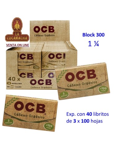 Caja 40 libros 300 hojas papel liar OCB ORGANIC 78mm.