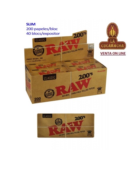 CAJA 40 LIBROS 200 HOJAS PAPEL LIAR RAW 110MM.