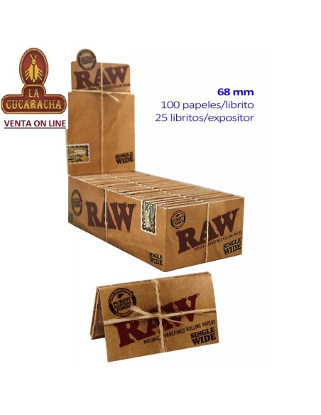 RAW SINGLE WIDE-2 CAJAS 25 LIBROS 100 HOJAS PAPEL LIAR 70MM.