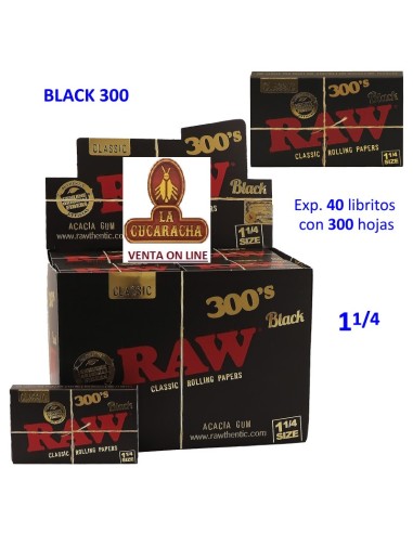 CAJA 40 LIBROS 300 HOJAS PAPEL LIAR RAW BLACK 78MM.