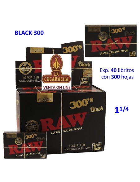 RAW BLACK-CAJA 40 LIBROS 300 HOJAS PAPEL LIAR 78MM.