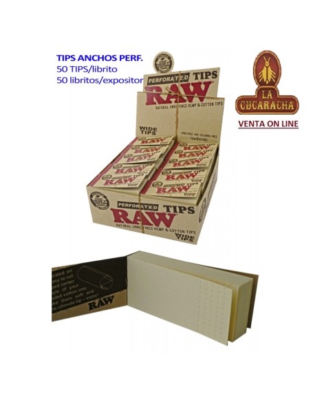 RAW-2 CAJAS 50 LIBROS 50 tips filtros carton liar ANCHOS perforados.