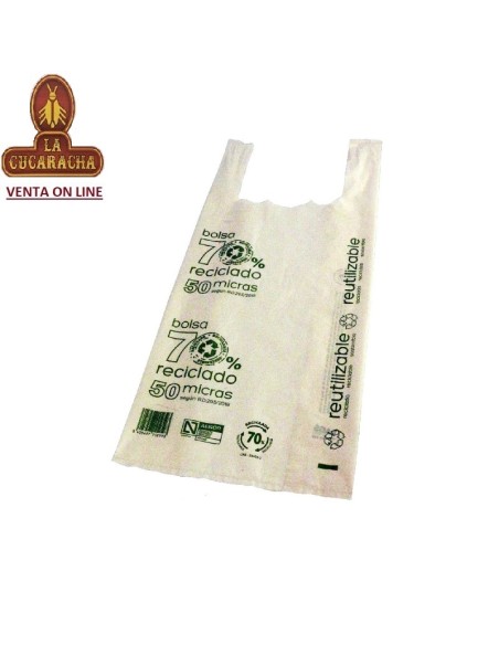 Caja 100 BOLSAS Camiseta plástico reciclado 42x55cm.