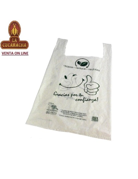 Caja 80 BOLSAS Camiseta plástico reciclado 53x60cm.