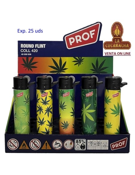 PROF-CAJA 25 ENCENDEDORES PIEDRA 5 MODELOS.