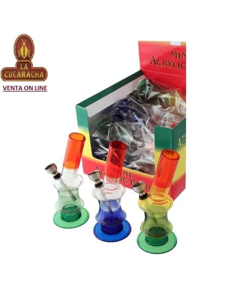 Caja 12 Bong acrílicos tricolor surtidos 14.5cm.