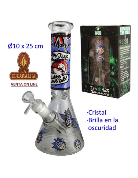 Bong cristal 25cm. brilla en la oscuridad.
