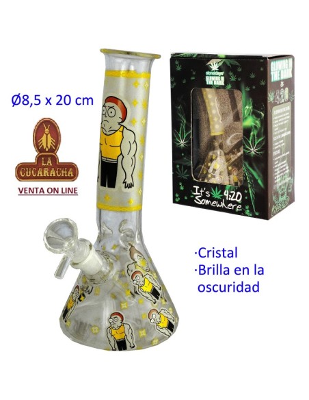 Bong cristal 20cm. brilla en la oscuridad.