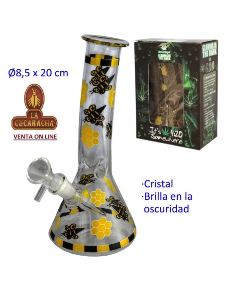 Bong cristal 20cm. brilla en la oscuridad.