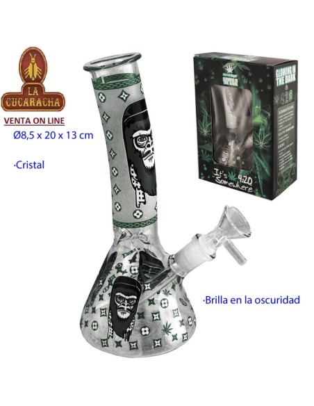Bong cristal 20cm. brilla en la oscuridad.