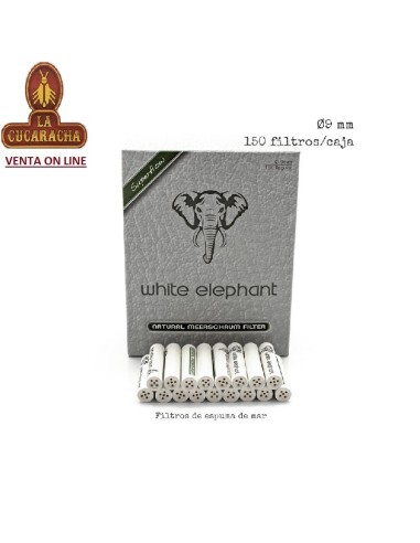 Caja 150 Filtros Pipa white elephant 9mm. Espuma Mar.