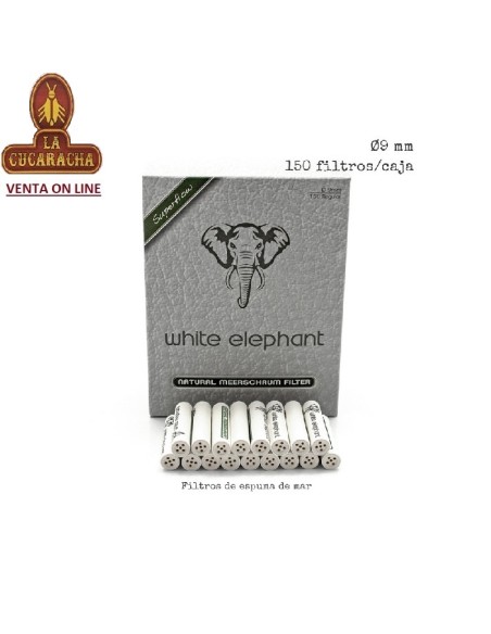 Caja 150 Filtros Pipa white elephant 9mm. Espuma Mar.