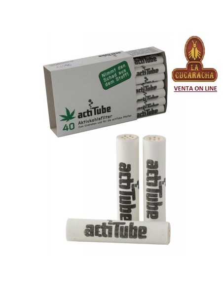 actitube-Caja 10 Estuches 40 Filtros Pipa carbón activo 8mm.