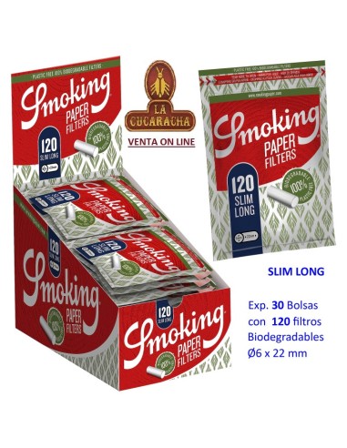CAJA 30 BOLSAS 120 FILTROS SMOKING FINOS LARGOS.