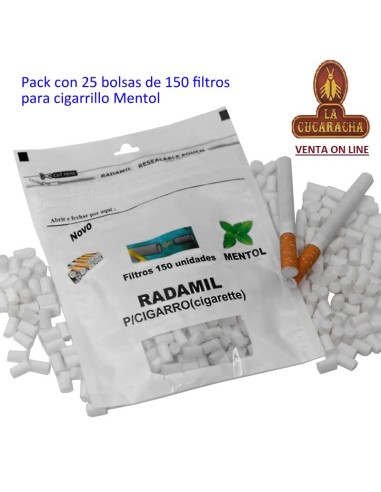 CAJA 25 BOLSAS 150 FILTROS RADAMIL MENTOL.