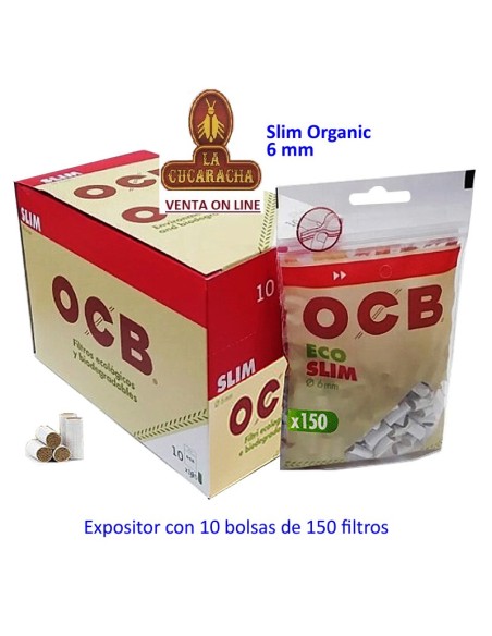 2 CAJAS 10 BOLSAS 150 FILTROS OCB FINOS ORGANICOS.