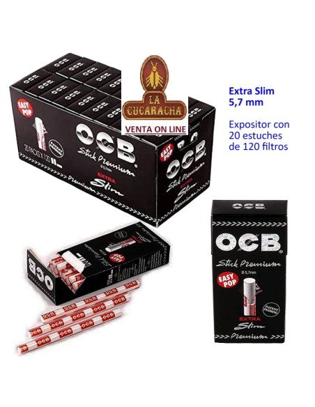 2 CAJAS 20 ESTUCHES 120 FILTROS OCB PRECORTADOS extra finos.