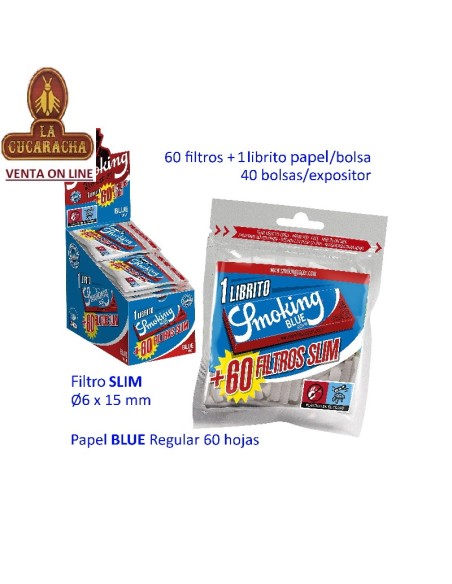 SMOKING-2 CAJAS 40 BOLSAS 60 FILTROS FINOS MAS LIBRITO.