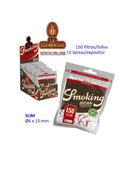 SMOKING-2 CAJAS 10 BOLSAS 150 FILTROS FINOS Bio Brown.