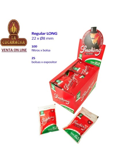 SMOKING-2 CAJAS 25 BOLSAS 100 FILTROS GRUESOS LARGOS.