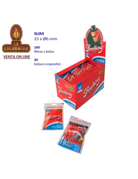 SMOKING-2 CAJAS 30 BOLSAS 180 FILTROS FINOS.