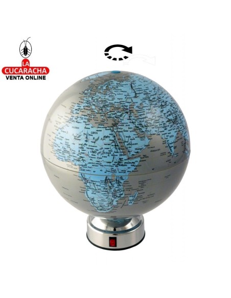 Globo terráqueo Ø20 plata-azul con giro.