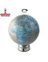 Globo terráqueo Ø20 plata-azul con giro.