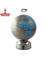 Globo terráqueo Ø14 plata-azul con giro.