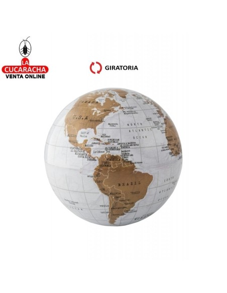 Bola del mundo giratoria color blanca y marrón.