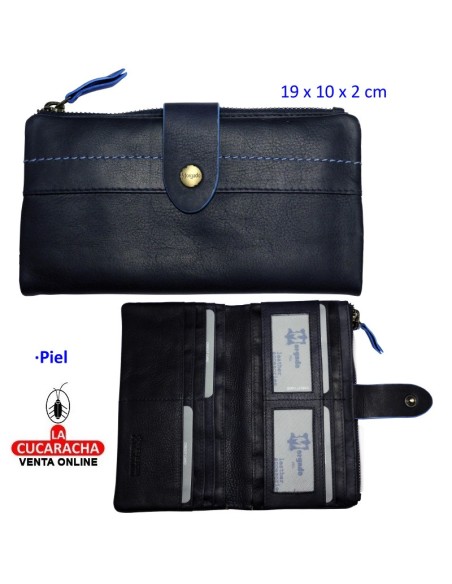 Billetero piel señora azul marino.