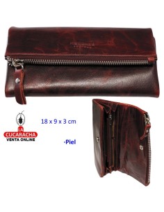 Billetero piel señora rojo.