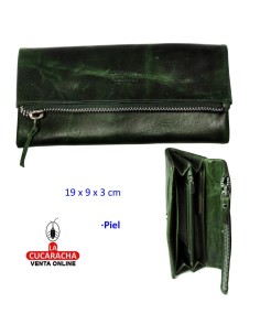 Billetero piel señora verde.