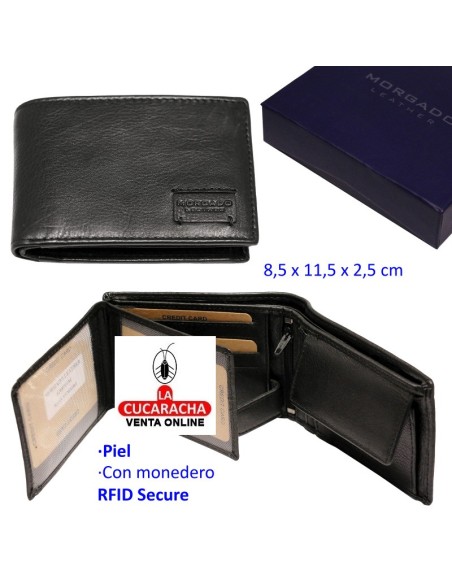 Billetero cartera piel caballero negra.