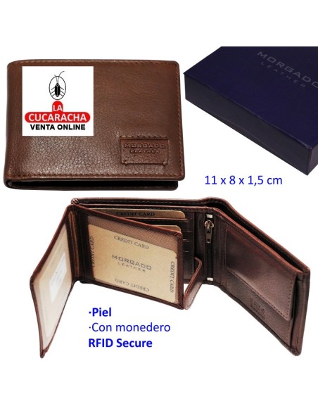 Billetero cartera piel caballero cuero.