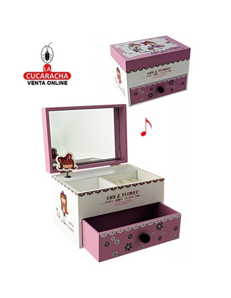 Joyero musical madera GIRL & FLOWER.