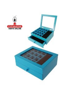 Joyero mediano madera azul.