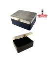 Joyero caja madera y metal repujado.