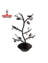 Joyero cuelga pendientes Árbol hojas y pájaros metal envejecido.