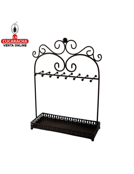 Joyero cuelga pendientes bandeja metal envejecido.