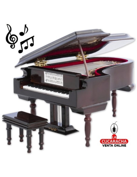 Miniatura-Piano cola madera caja música.
