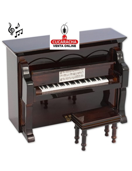 Miniatura-Piano pared madera caja música.