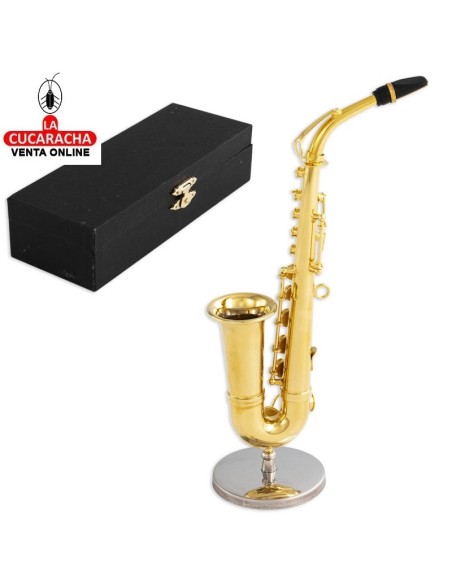 Miniatura-Saxofón metálico decorativo.