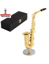Miniatura-Saxofón metálico decorativo.