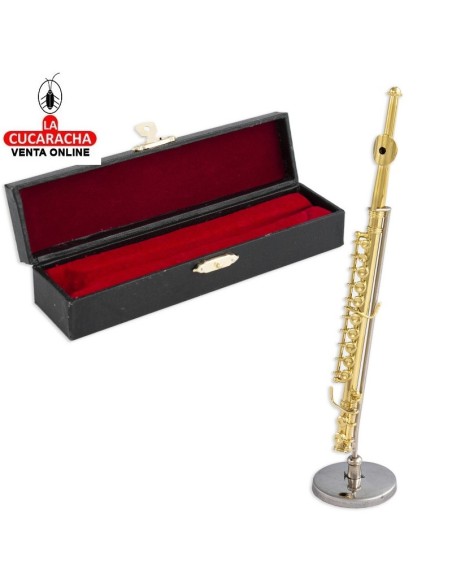 Miniatura-Flauta travesera metálica decorativa.