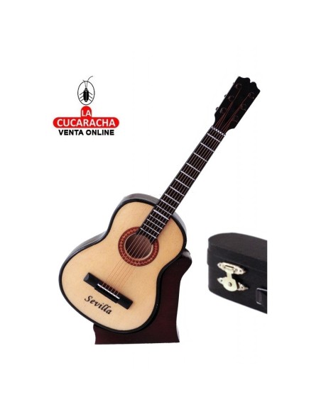 Miniatura-Guitarra española SEVILLA madera decorativa.
