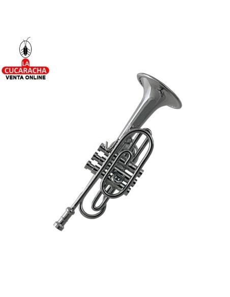 Miniatura-Corneta magnética metal cromado decorativa.