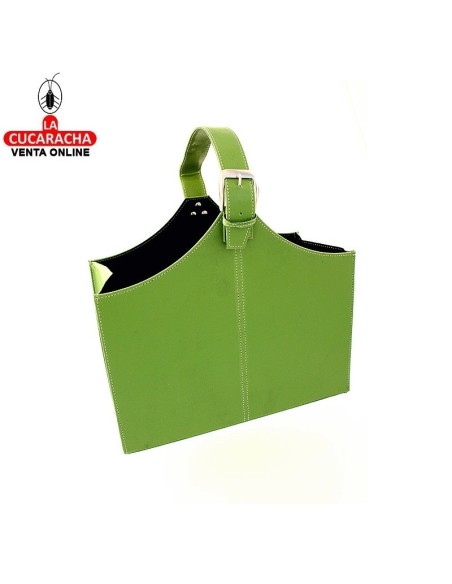 Revistero verde simil piel.
